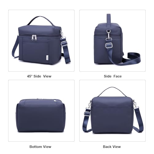NOL Insulated Lunch Bags for Women Cooler Bag Lightweight Nylon Waterproof Lunch Box for Work Small Navy Blue 4L