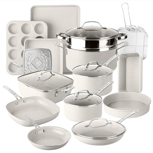 Ceraluxe 20Pc Pots and Pans Set Non Stick Ceramic Cookware Set