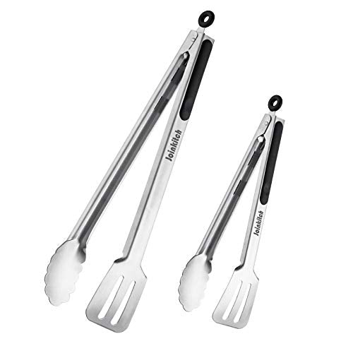 16-inch & 12-Inch Grill Tongs for Cooking BBQ Heavy Duty Extra Long Grilling Tongs, Premium Set 2 pack (2 Count)