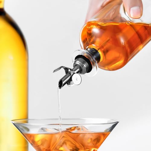 Pack of 4 Premium Liquor Pour Spout Made of Stainless Steel with Automatic Anti (4 Count)