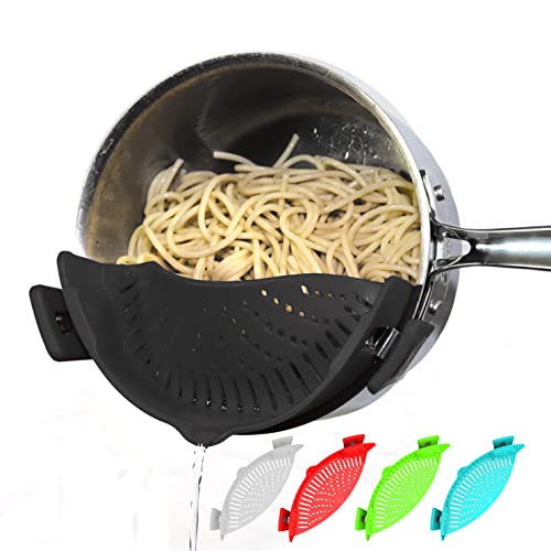 Clip On Pasta Strainer Silicone Universal Fit for all Pots and Bowls Snap On Drainer for Meat