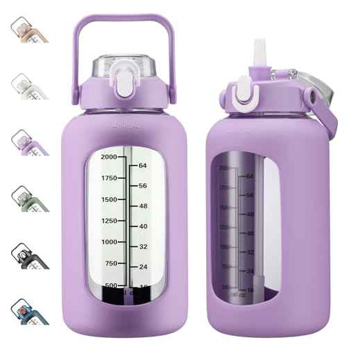 84oz Glass Water Bottle with Straw