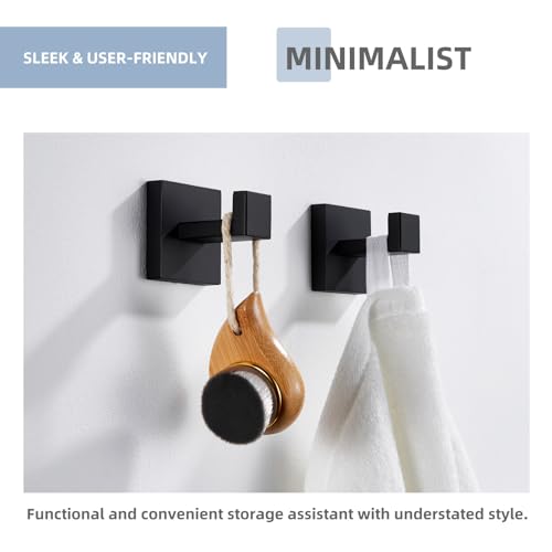 Matte Black Towel Hooks for Bathroom (2 Count)