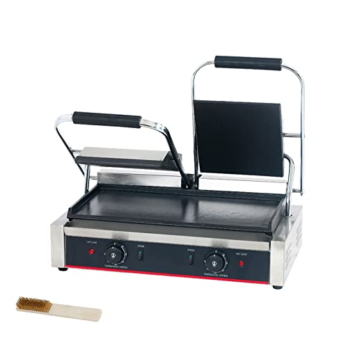 Commercial Panini Press With Grooved Grill Sandwich Maker Machine Electric Contact Grill Single
