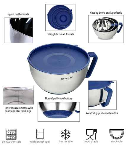 Stainless Steel Mixing Bowls Set with Lids