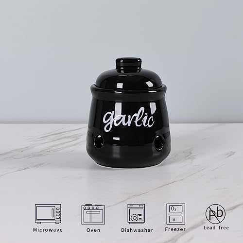Ceramic Mini Garlic Saver Container for Countertop (12 Ounce)