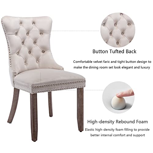Beige Velvet Dining Chairs Set of 4 (4 Count)