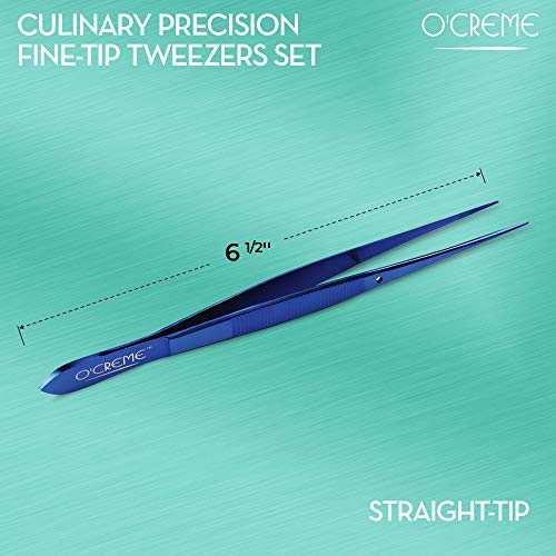 Kitchen Tweezers Tongs Stainless Steel Fine Tip Blue