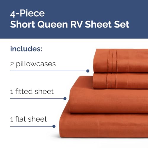 Short Queen Size 4 Piece Bed Sheet Set