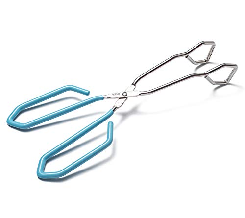 11 Inch Hiash Blue Stainless Steel Scissor Tongs