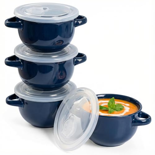 French Onion Soup Crocks with Lids & Handles (4 Count)