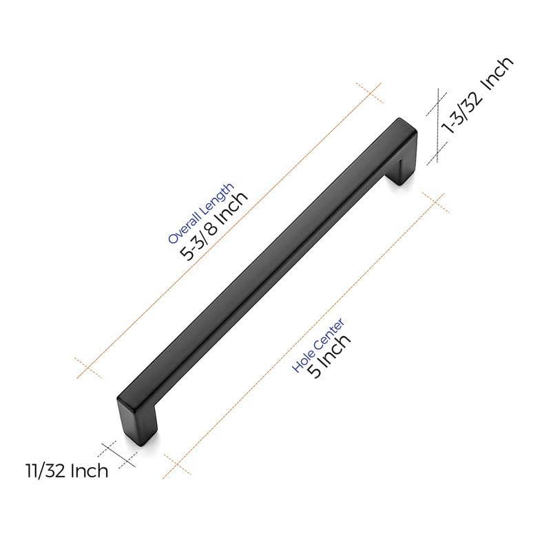 Matte Black Cabinet Handles Solid Cabinet Pulls (15 Count)