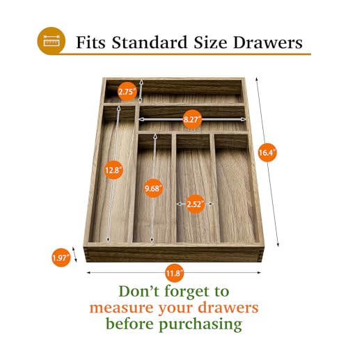 Acacia Wood Silverware Drawer Organizer (30.4 Ounce)