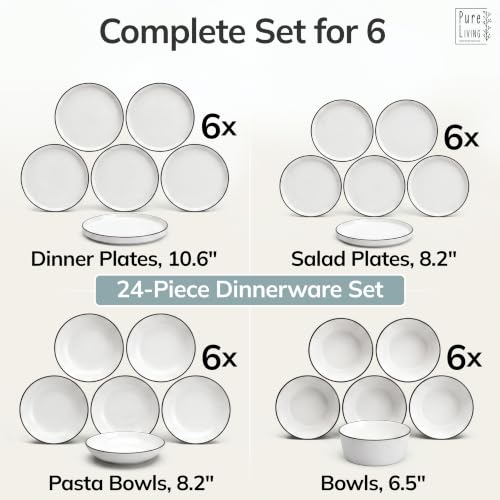 24 Piece White Dinnerware Set for 6 (24 Count)