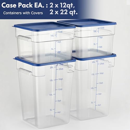 4 Pack Food Storage Containers with Blue Lids (4 Count)