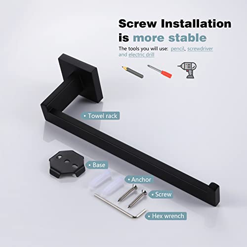 Black Towel Ring Hand Towel Racks Rods Bathroom Towel Rails Kitchen Hardware Stylish Stainless Steel