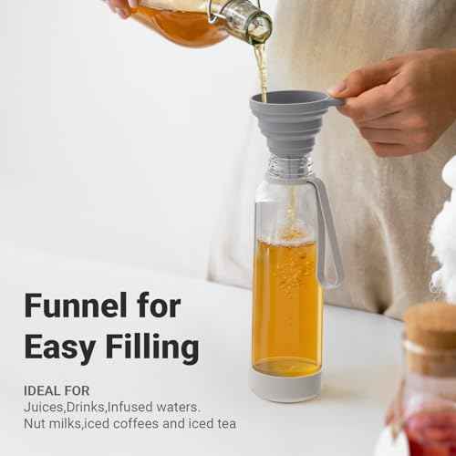 18 oz Glass Water Bottles with Lids (6 Count)