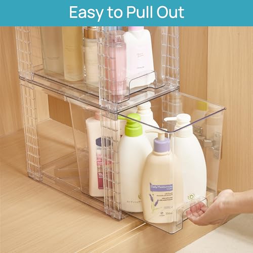 2 Pack Clear Stackable Storage Drawers (2 Count)