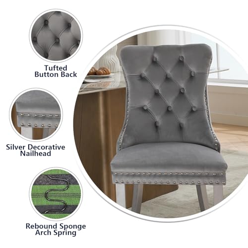 Grey Velvet Dining Chairs Set of 4 (4 Count)