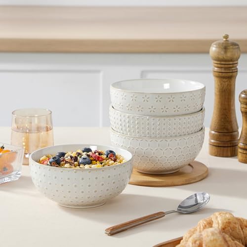 Cereal Bowls 30 Ounce Ceramic Soup Bowl for Kitchen (4 Count)