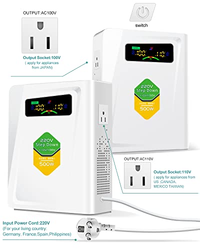 Voltage Converter 220 to 110 Step Down Transformer 500W Adapter