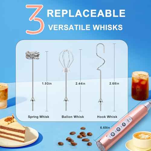 Rose Gold Handheld Milk Frother Wand for Coffee