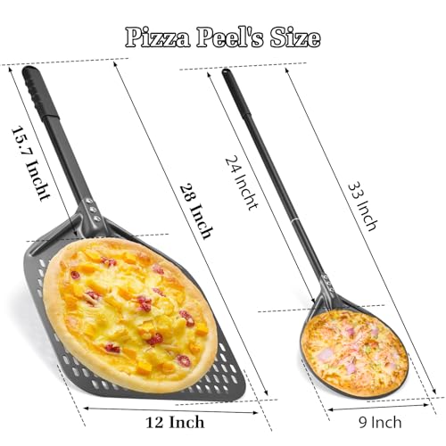 12 Inch + 9 Inch Perforated Pizza Peel Set (2 Count)