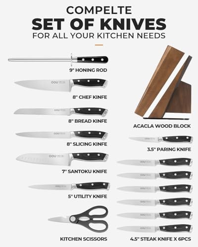 2025 Kitchen Knife Set with Block (15 Count)