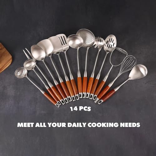 15” Metal Kitchen Utensils Set with RooseWood Handle