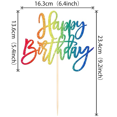 1 PCS Happy Birthday Cake Topper Glitter Happy Birthday Cake Pick for Celebrating Happy Birthday Anniversary Theme Party Cake Decorations Supplies Colorful