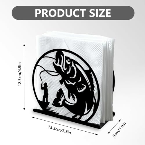 Fishing Decorative Black Metal Napkin Holder for Table