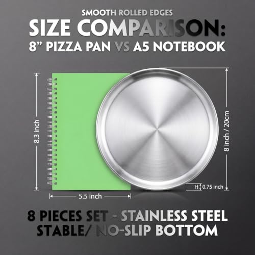 8 Pieces Silver Pizza Pans 8 Inch Bakeware (8 Count)