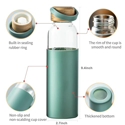 21oz Borosilicate Glass Water Bottle with Non