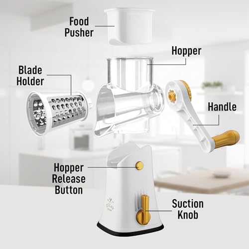 Rotary Cheese Grater Manual Hand Crank 5 Blade Shredder