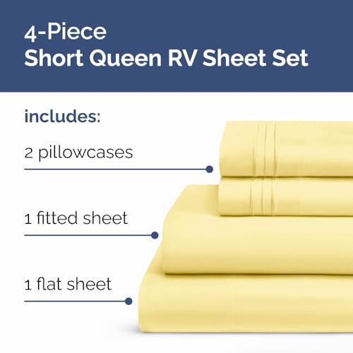 Short Queen Size 4 Piece Bed Sheet Set
