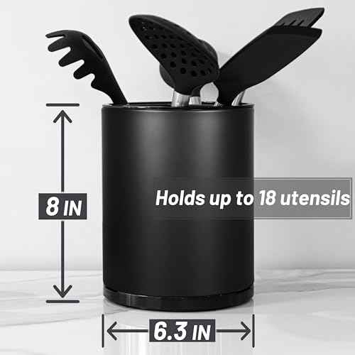 Kitchen Utensil Holder for Countertop 360° Rotating Utensil Caddy Extra Large Utensil Crock Cooking Utensil Holder for Kitchen Counter