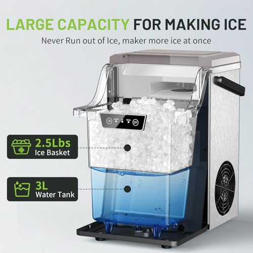 Nugget Countertop Ice Maker with Soft Chewable Ice 40Lbs