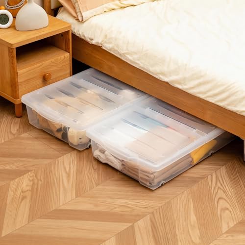 57 QT Plastic Storage Bins with Double (2 Count)