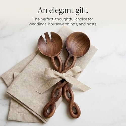 13 Inch Walnut Wood Salad Tongs