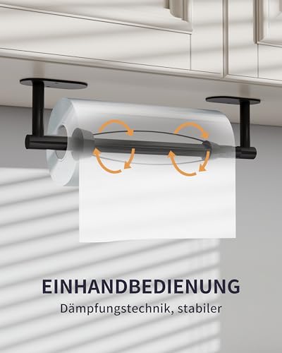 Black Paper Towel Holder Under Cabinet with Damping Self Adhesive