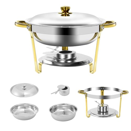 Gold & Silver Chafing Dishes for Buffet with Lid 5QT