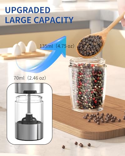 Gravity Electric Salt and Pepper Grinder Set Automatic Salt and Pepper Grinder Set with LED Light (2 Count)