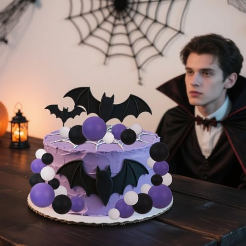 40 pcs Foam Ball Halloween Cake Toppers with Sticks Perfect for Graduation Halloween Cake Decor Birthday Graduation Congrats 2026 Cake Decoration Wednesday Theme Party (40 Count)