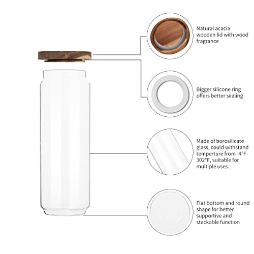 Glass Storage Jars Set with Airtight Wood Lids