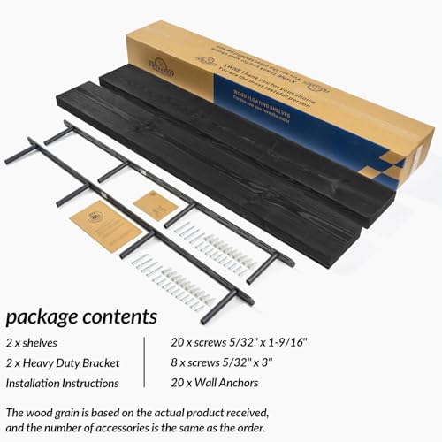 60 inch Black Floating Shelves for Wall 8 (2 Count)