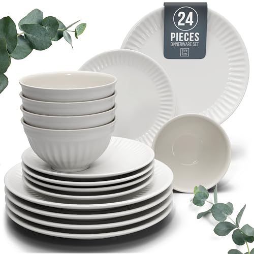 24 Piece Stoneware Dinnerware Set for 8 (24 Count)