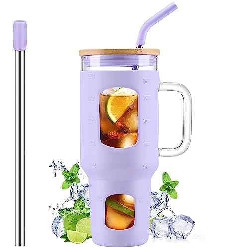 Glass Tumbler with Straw and Lid