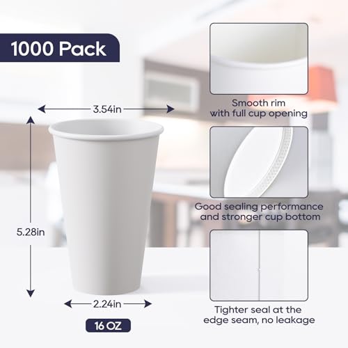 1000 pack Paper Cups 16 oz (1000 Count)