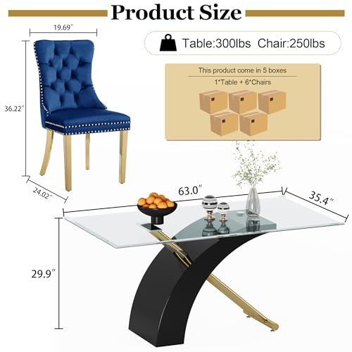 7 Piece Glass Dining Table Set for 6