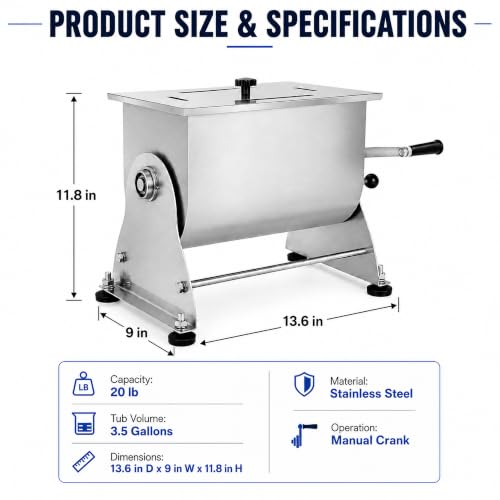 20 lb Tilting Meat Mixer for Sausage Burger Jerky